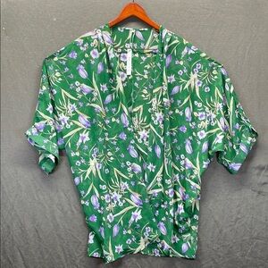 Olrain Green‎ and Purple Cuffed Sleeve Boxy Tunic